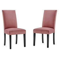 Modway EEI-3779-DUS Dusty Rose Parcel Performance Velvet Dining Side Chairs - Set of 2