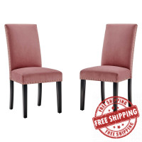 Modway EEI-3779-DUS Dusty Rose Parcel Performance Velvet Dining Side Chairs - Set of 2