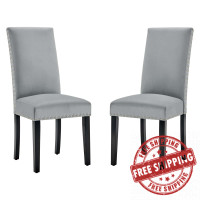 Modway EEI-3779-LGR Light Gray Parcel Performance Velvet Dining Side Chairs - Set of 2