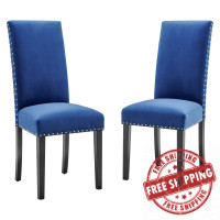 Modway EEI-3779-NAV Navy Parcel Performance Velvet Dining Side Chairs - Set of 2