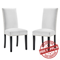 Modway EEI-3779-WHI White Parcel Performance Velvet Dining Side Chairs - Set of 2