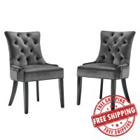 Modway EEI-3780-CHA Charcoal Regent Tufted Performance Velvet Dining Side Chairs - Set of 2