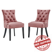 Modway EEI-3780-DUS Dusty Rose Regent Tufted Performance Velvet Dining Side Chairs - Set of 2