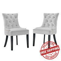Modway EEI-3780-WHI White Regent Tufted Performance Velvet Dining Side Chairs - Set of 2