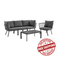 Modway EEI-3783-SLA-CHA Gray Charcoal Riverside 5 Piece Outdoor Patio Aluminum Set