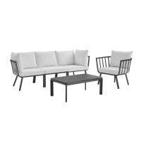 Modway EEI-3783-SLA-WHI Gray White Riverside 5 Piece Outdoor Patio Aluminum Set