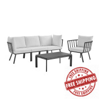 Modway EEI-3783-SLA-WHI Gray White Riverside 5 Piece Outdoor Patio Aluminum Set