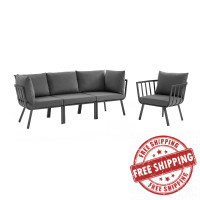 Modway EEI-3784-SLA-CHA Gray Charcoal Riverside 4 Piece Outdoor Patio Aluminum Set