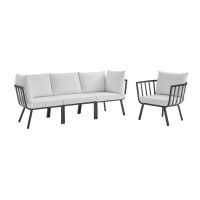 Modway EEI-3784-SLA-WHI Gray White Riverside 4 Piece Outdoor Patio Aluminum Set