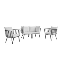 Modway EEI-3787-SLA-WHI Gray White Riverside 4 Piece Outdoor Patio Aluminum Set