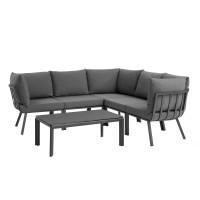 Modway EEI-3788-SLA-CHA Gray Charcoal Riverside 6 Piece Outdoor Patio Aluminum Set