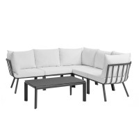 Modway EEI-3788-SLA-WHI Gray White Riverside 6 Piece Outdoor Patio Aluminum Set