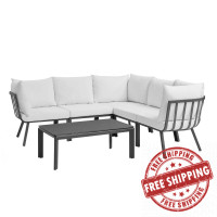 Modway EEI-3788-SLA-WHI Gray White Riverside 6 Piece Outdoor Patio Aluminum Set