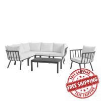 Modway EEI-3790-SLA-WHI Gray White Riverside 7 Piece Outdoor Patio Aluminum Set