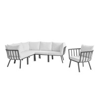 Modway EEI-3791-SLA-WHI Gray White Riverside 6 Piece Outdoor Patio Aluminum Set