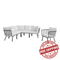 Modway EEI-3791-SLA-WHI Gray White Riverside 6 Piece Outdoor Patio Aluminum Set