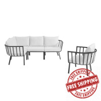 Modway EEI-3792-SLA-WHI Gray White Riverside 5 Piece Outdoor Patio Aluminum Set