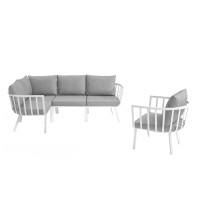Modway EEI-3792-WHI-GRY White Gray Riverside 5 Piece Outdoor Patio Aluminum Set