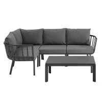 Modway EEI-3793-SLA-CHA Gray Charcoal Riverside 5 Piece Outdoor Patio Aluminum Set