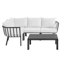 Modway EEI-3793-SLA-WHI Gray White Riverside 5 Piece Outdoor Patio Aluminum Set