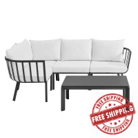 Modway EEI-3793-SLA-WHI Gray White Riverside 5 Piece Outdoor Patio Aluminum Set