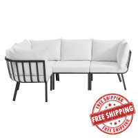 Modway EEI-3794-SLA-WHI Gray White Riverside 4 Piece Outdoor Patio Aluminum Sectional