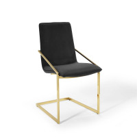 Modway EEI-3799-GLD-BLK Gold Black Pitch Performance Velvet Dining Armchair
