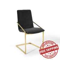 Modway EEI-3799-GLD-BLK Gold Black Pitch Performance Velvet Dining Armchair