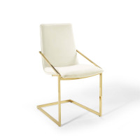 Modway EEI-3799-GLD-IVO Gold Ivory Pitch Performance Velvet Dining Armchair