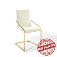 Modway EEI-3799-GLD-IVO Gold Ivory Pitch Performance Velvet Dining Armchair