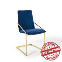 Modway EEI-3799-GLD-NAV Gold Navy Pitch Performance Velvet Dining Armchair