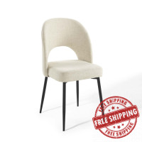 Modway EEI-3801-BLK-BEI Black Beige Rouse Upholstered Fabric Dining Side Chair