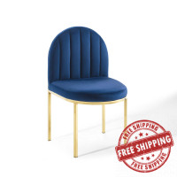 Modway EEI-3802-GLD-NAV Gold Navy Isla Channel Tufted Performance Velvet Dining Side Chair