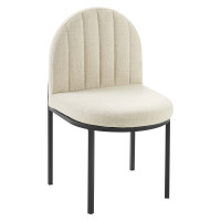 Modway EEI-3803-BLK-BEI Black Beige Isla Channel Tufted Upholstered Fabric Dining Side Chair