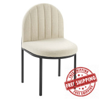 Modway EEI-3803-BLK-BEI Black Beige Isla Channel Tufted Upholstered Fabric Dining Side Chair