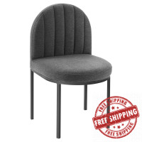 Modway EEI-3803-BLK-CHA Black Charcoal Isla Channel Tufted Upholstered Fabric Dining Side Chair