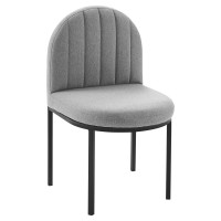Modway EEI-3803-BLK-LGR Black Light Gray Isla Channel Tufted Upholstered Fabric Dining Side Chair