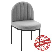 Modway EEI-3803-BLK-LGR Black Light Gray Isla Channel Tufted Upholstered Fabric Dining Side Chair