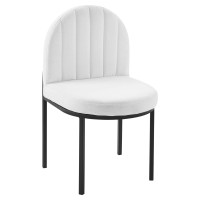 Modway EEI-3803-BLK-WHI Black White Isla Channel Tufted Upholstered Fabric Dining Side Chair