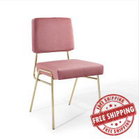 Modway EEI-3804-GLD-DUS Gold Dusty Rose Craft Performance Velvet Dining Side Chair
