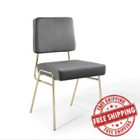 Modway EEI-3804-GLD-GRY Gold Gray Craft Performance Velvet Dining Side Chair