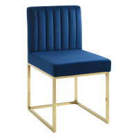 Modway EEI-3806-GLD-NAV Gold Navy Carriage Channel Tufted Sled Base Performance Velvet Dining Chair