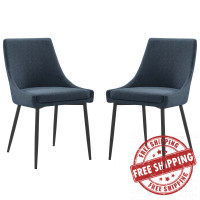 Modway EEI-3809-BLK-AZU Viscount Upholstered Fabric Dining Chairs - Set of 2 Black Azure