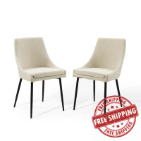 Modway EEI-3809-BLK-BEI Black Beige Viscount Upholstered Fabric Dining Chairs - Set of 2
