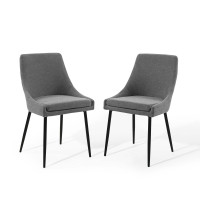 Modway EEI-3809-BLK-CHA Black Charcoal Viscount Upholstered Fabric Dining Chairs - Set of 2