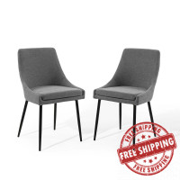 Modway EEI-3809-BLK-CHA Black Charcoal Viscount Upholstered Fabric Dining Chairs - Set of 2