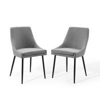 Modway EEI-3809-BLK-LGR Black Light Gray Viscount Upholstered Fabric Dining Chairs - Set of 2