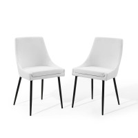 Modway EEI-3809-BLK-WHI Black White Viscount Upholstered Fabric Dining Chairs - Set of 2