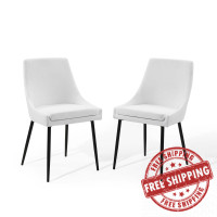 Modway EEI-3809-BLK-WHI Black White Viscount Upholstered Fabric Dining Chairs - Set of 2