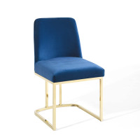Modway EEI-3810-GLD-NAV Gold Navy Amplify Sled Base Performance Velvet Dining Side Chair